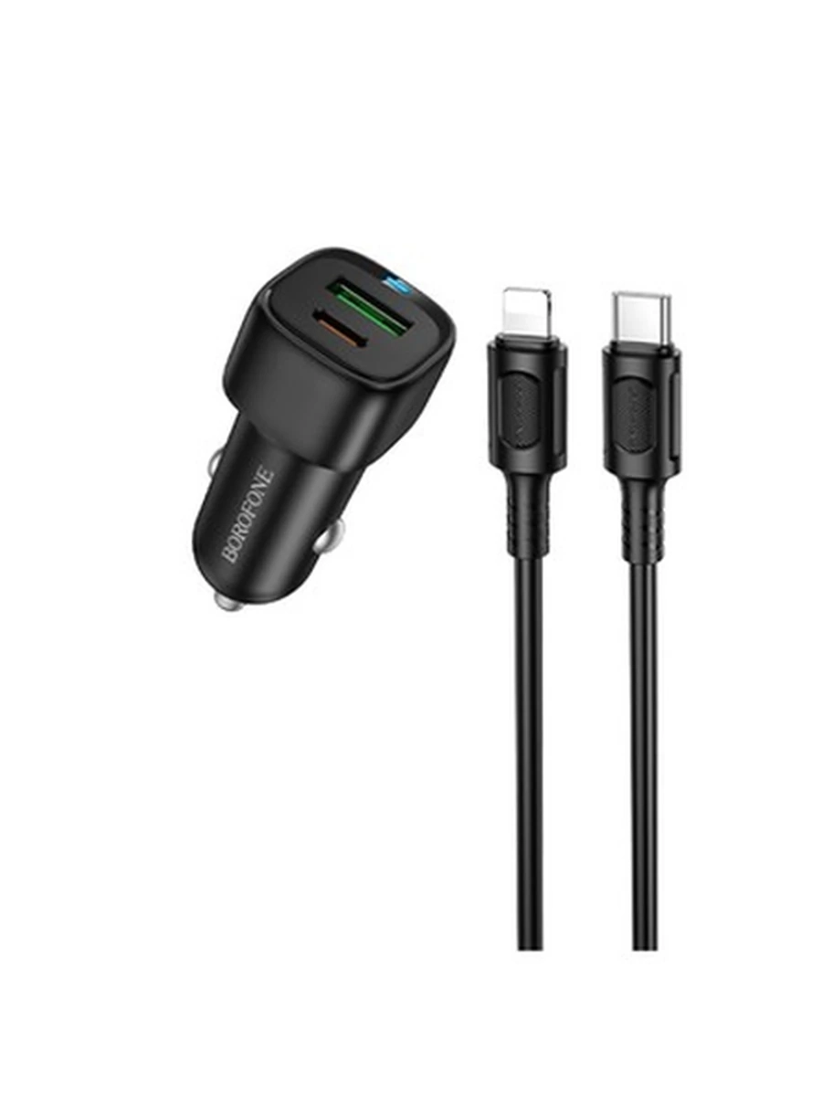 Авто Зарядное Устройство BOROFONE BZ34B Cloud PD38W(1C1A) car charger set(C to iP) (Black)