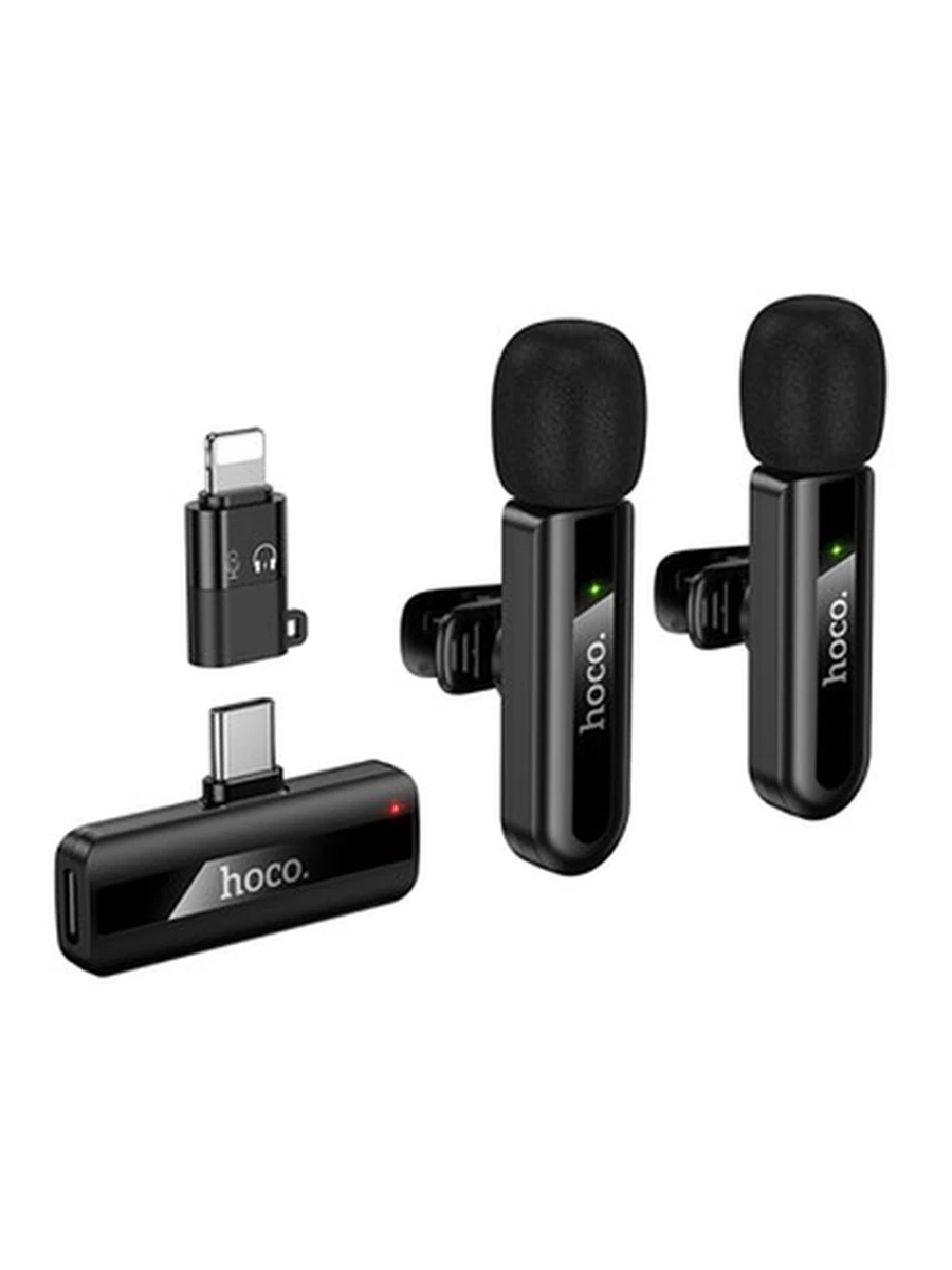 Беспроводной Петличный HOCO L20A Fair dual-mic wireless microphone(iP/Type-C) black