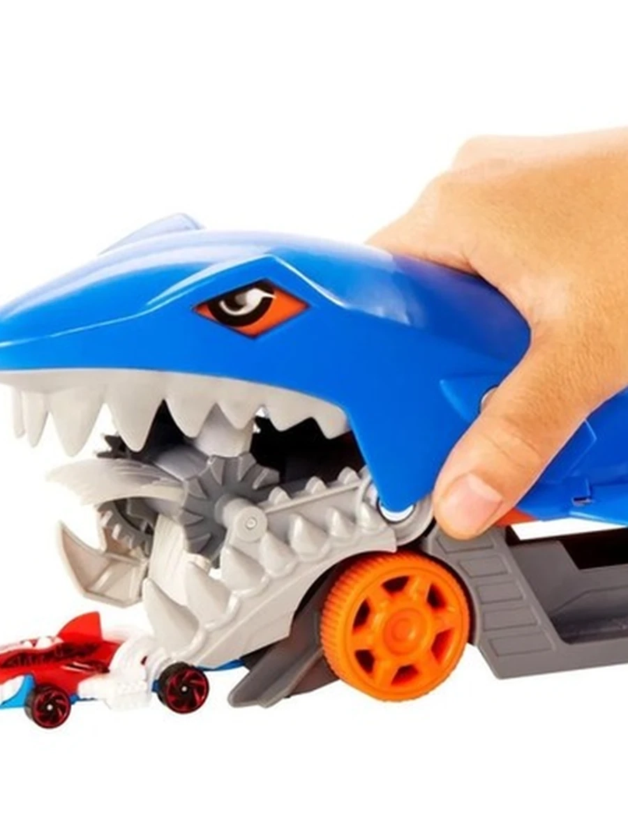 Игровой трек Грузовик Голодная акула Hot Wheels с хранилищем для машинок GVG36