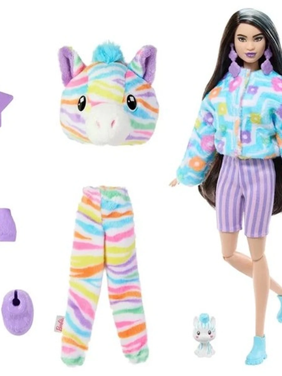 Кукла Barbie Cutie Reveal Цветные пушистики Зебра HRK37/HRK39