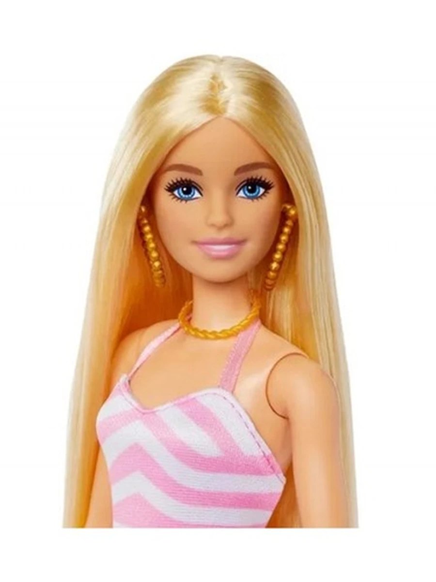 Кукла Barbie Блондинкама купальнике и пляжных аксессуарах HPL73