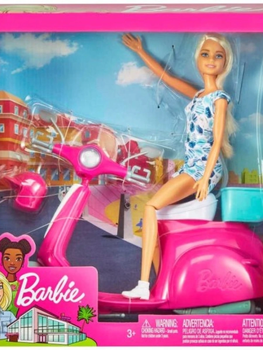 Кукла Barbie & Ken Набор игровой Кем быть? Блондинка на скутере