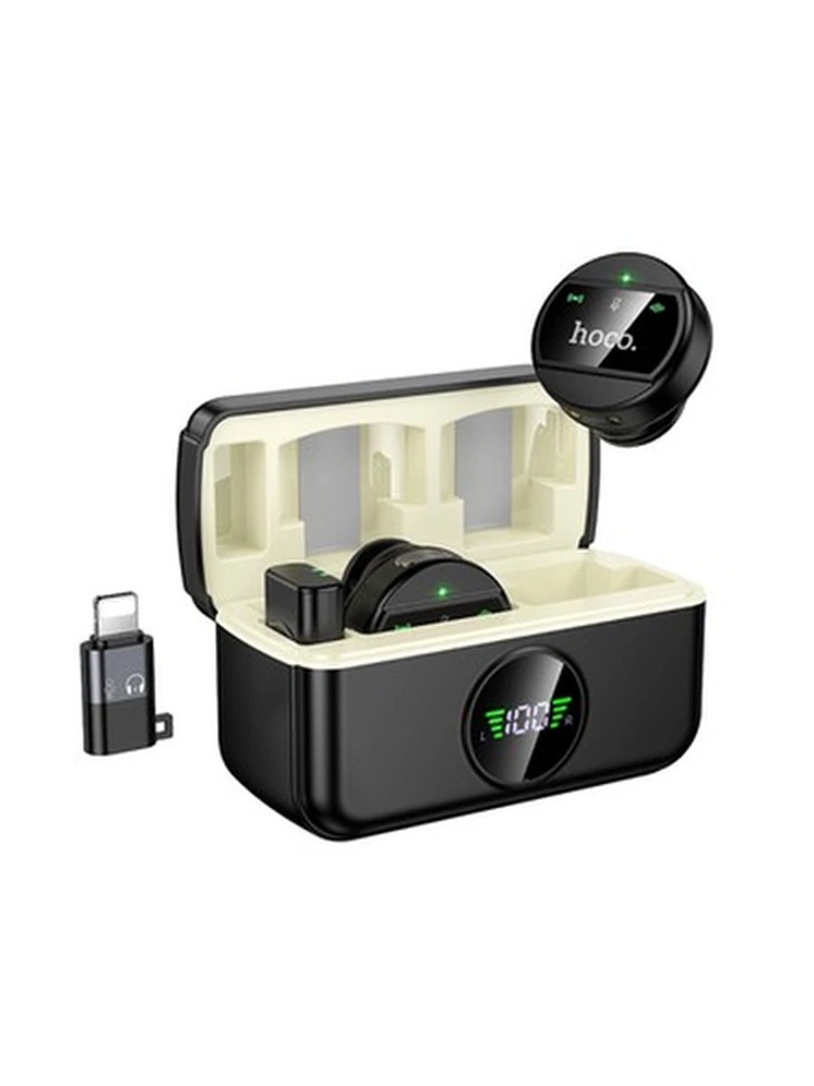 Беспроводной Петличный HOCO L22 Bright 2-in-1 wireless microphone with case(iP/Type-C)