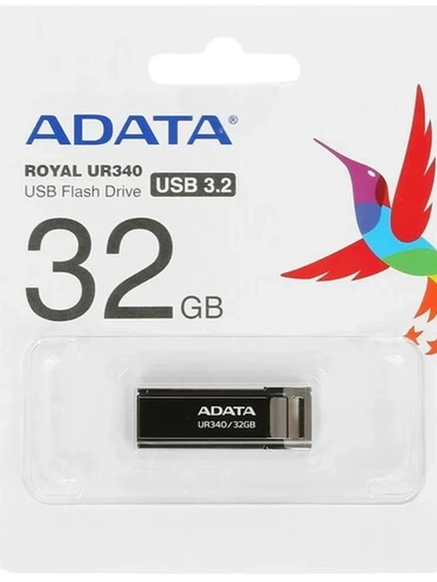 Память USB Flash A-Data UR340 [Type-A, 3.0, 32 Gb, металл, черный]