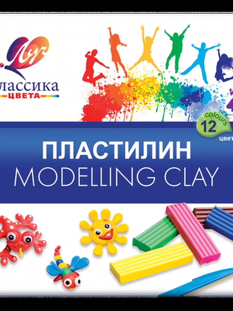 Пластилин ЛУЧ КЛАССИКА 12 цв. 240 г со стеком