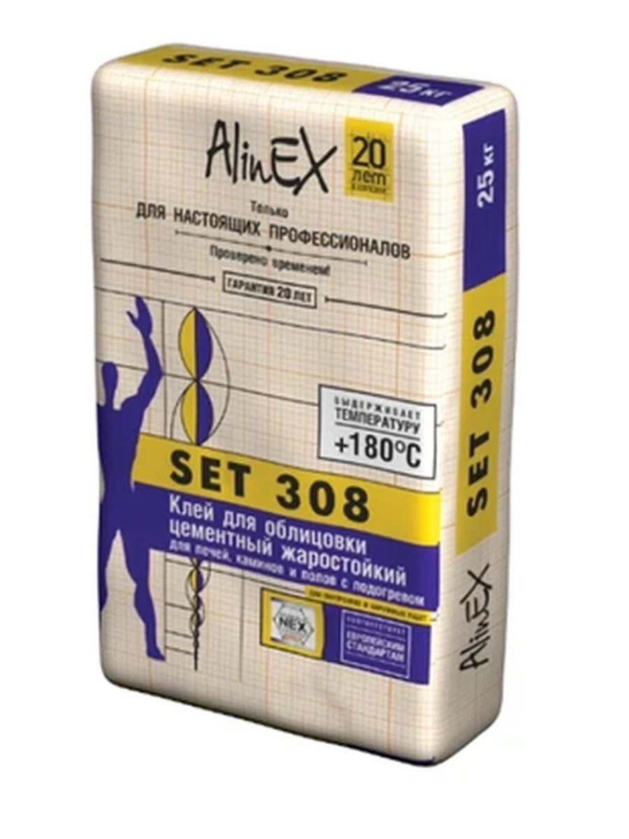 Клей Alinex set 308 плиточный жаростойкий 25кг