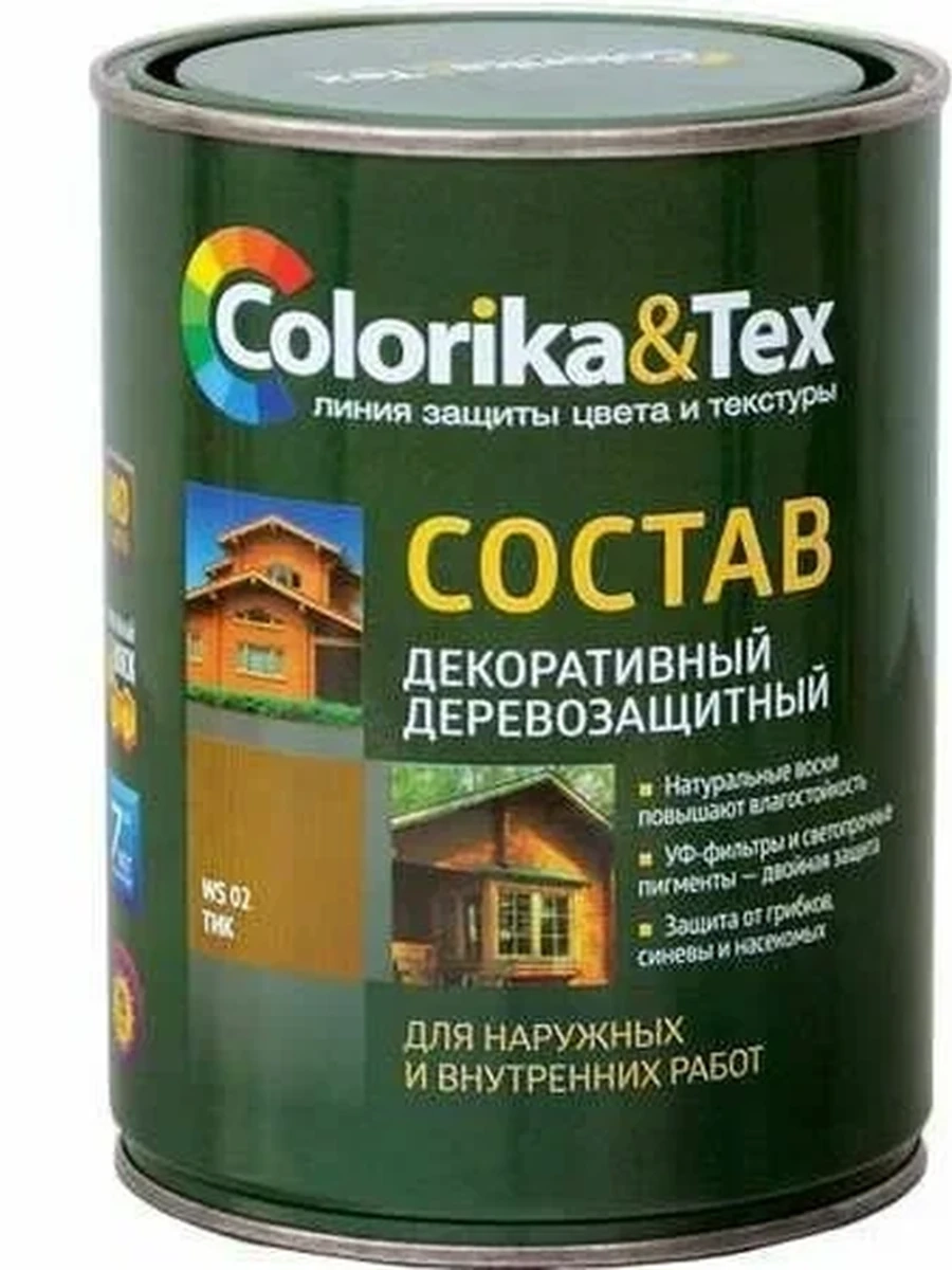 Состав деревозащитный Colorika&tex декорат рябина ws08 0,8л