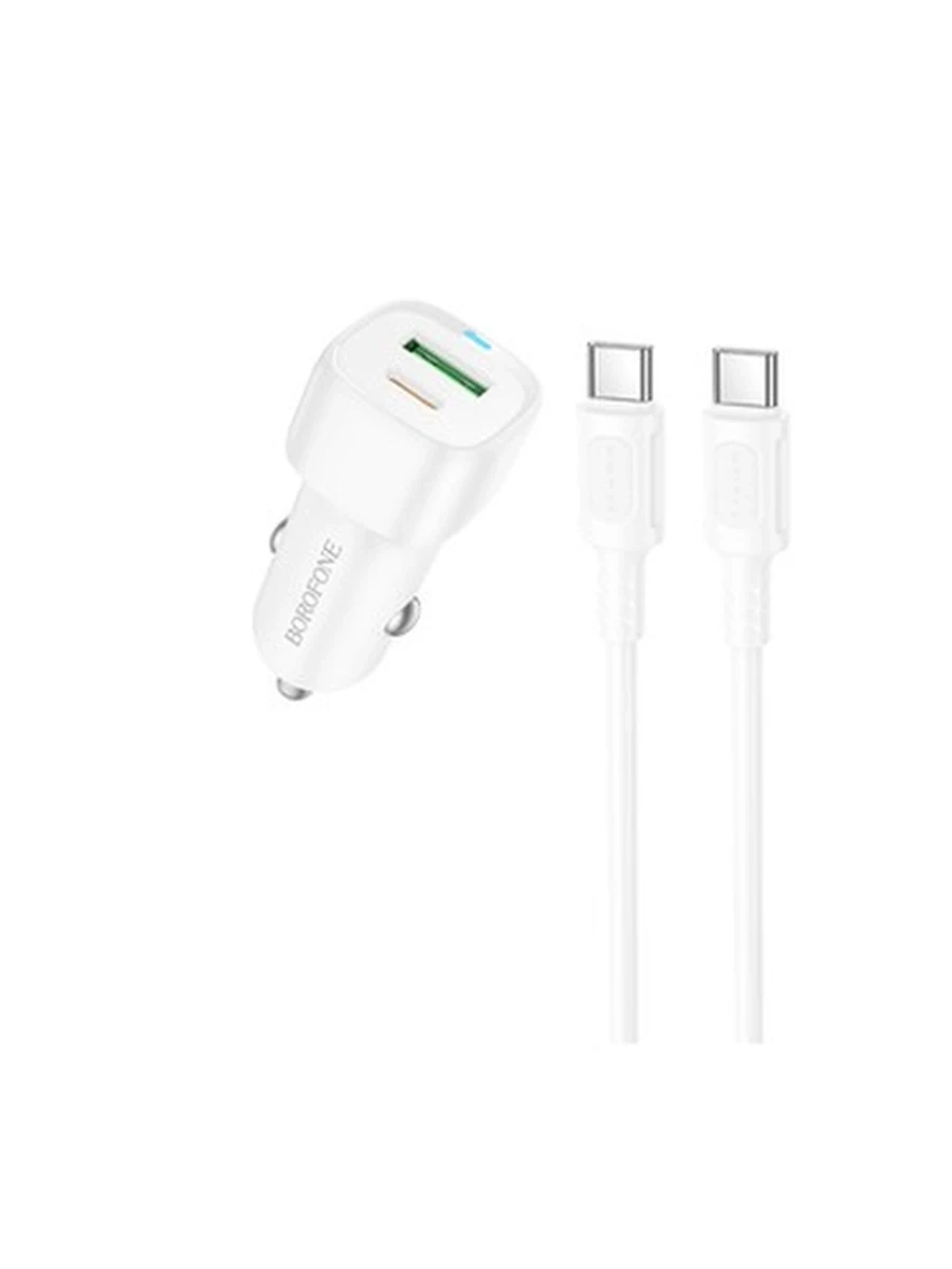 Авто Зарядное Устройство BOROFONE BZ34B Cloud PD38W(1C1A) car charger set(C to C)(White)