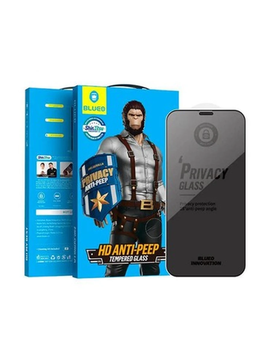 Защитные стёкла BLUEO (УПак) HD ANTI-PEEP PRIVACY iPhone 14 Pro 2,5D (Тонер.Стекло/черный)