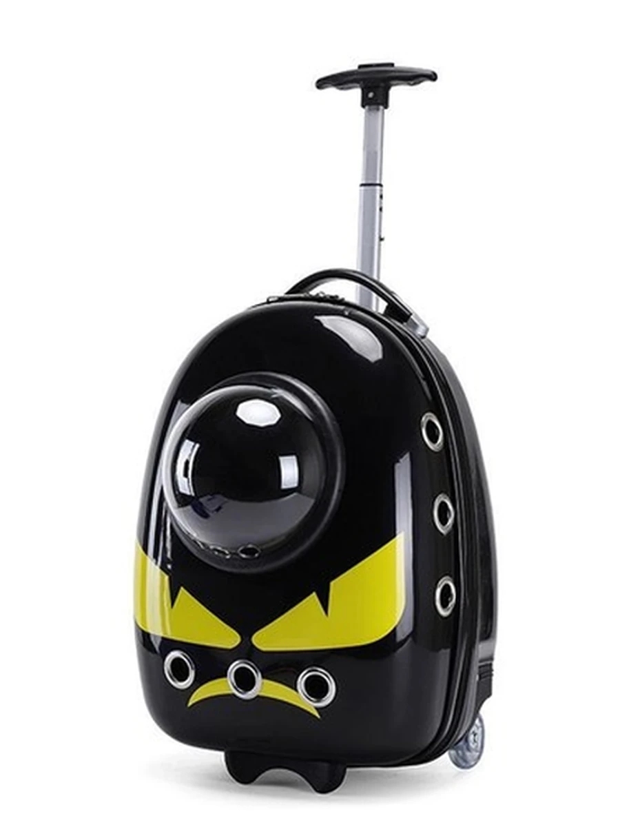 Рюкзак-переноска LOFFEPET XB-N296 тяговый стержень, грозные глазки черный+желтый 30*20*42/XB-N296/ (ЭлЧин)
