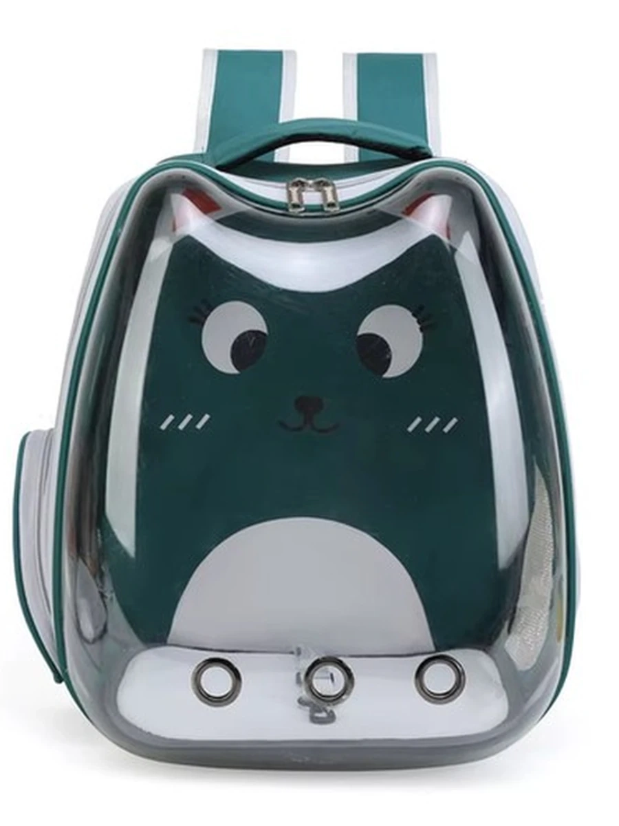Рюкзак-переноска LOFFEPET Прозрачнаяс изображением кошек зеленый 32*25*40 /PET-XB-N060/ (ЭлЧин)