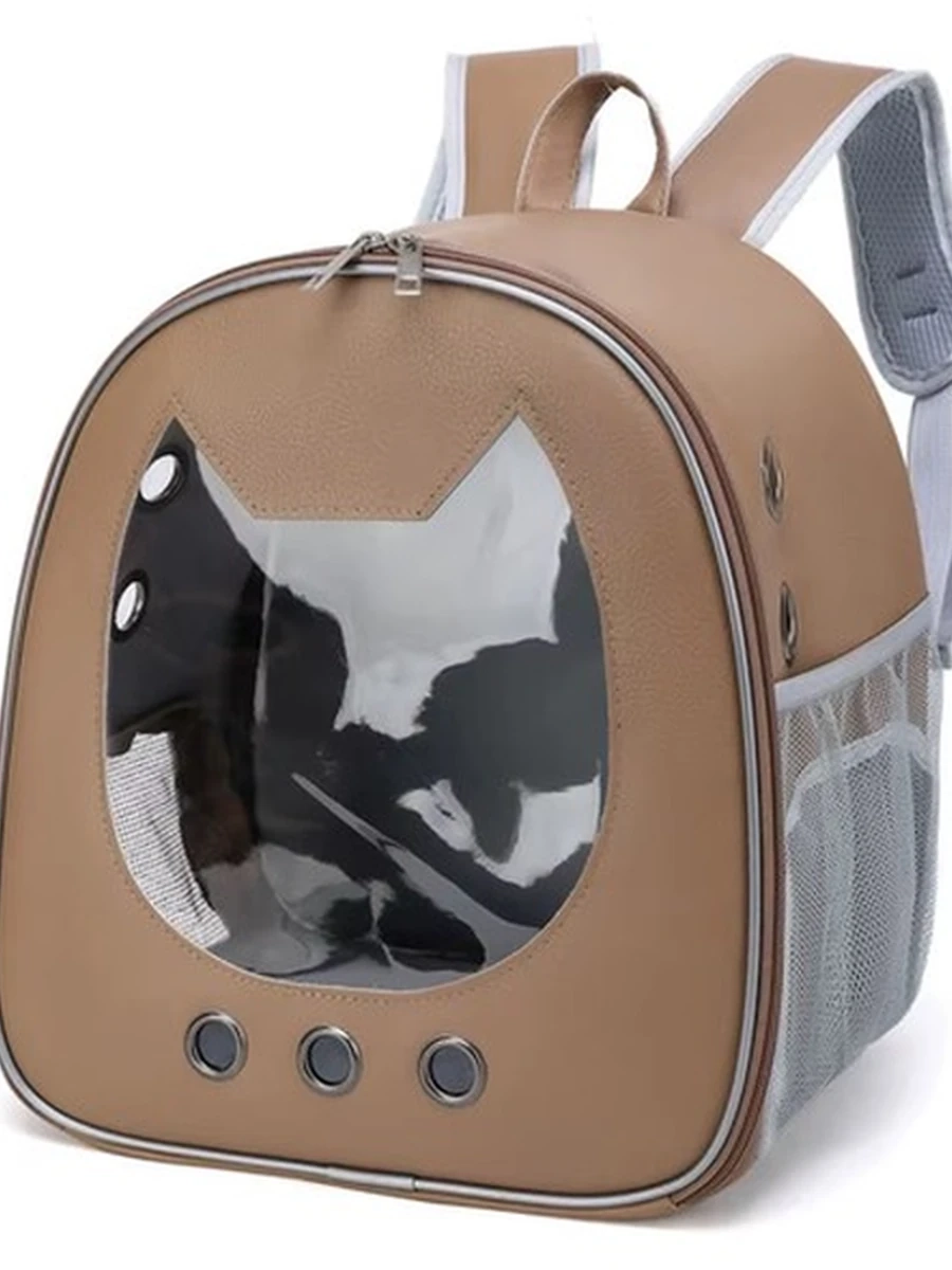 Рюкзак-переноска LOFFEPET в виде кошачьей головы карамель 34*30*20 /PET23-XB07-05/ (ЭлЧин)