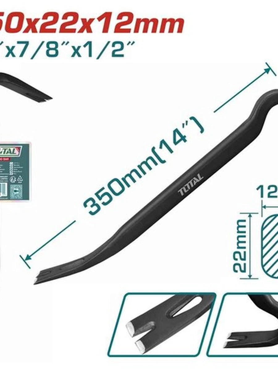 Лом-гвоздодер Total wrecking bar 350мм tht431142