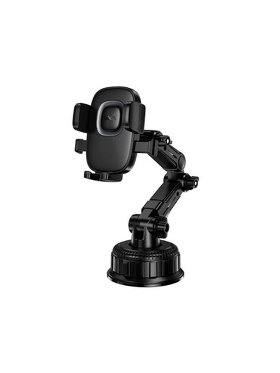 Авто подставки HOCO H89 Crown large suction cup car holder(center console) black metal gray