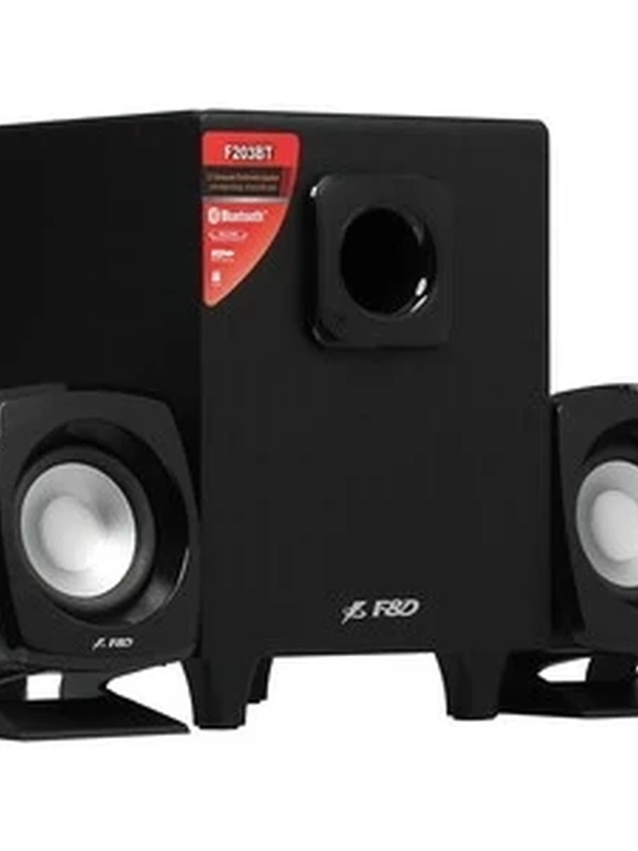 Колонки 2.1 F&D F203BT  [ 2*2,5 Вт, сабвуфер 6Вт, дерево, 220V,  Bluetooth, черный]