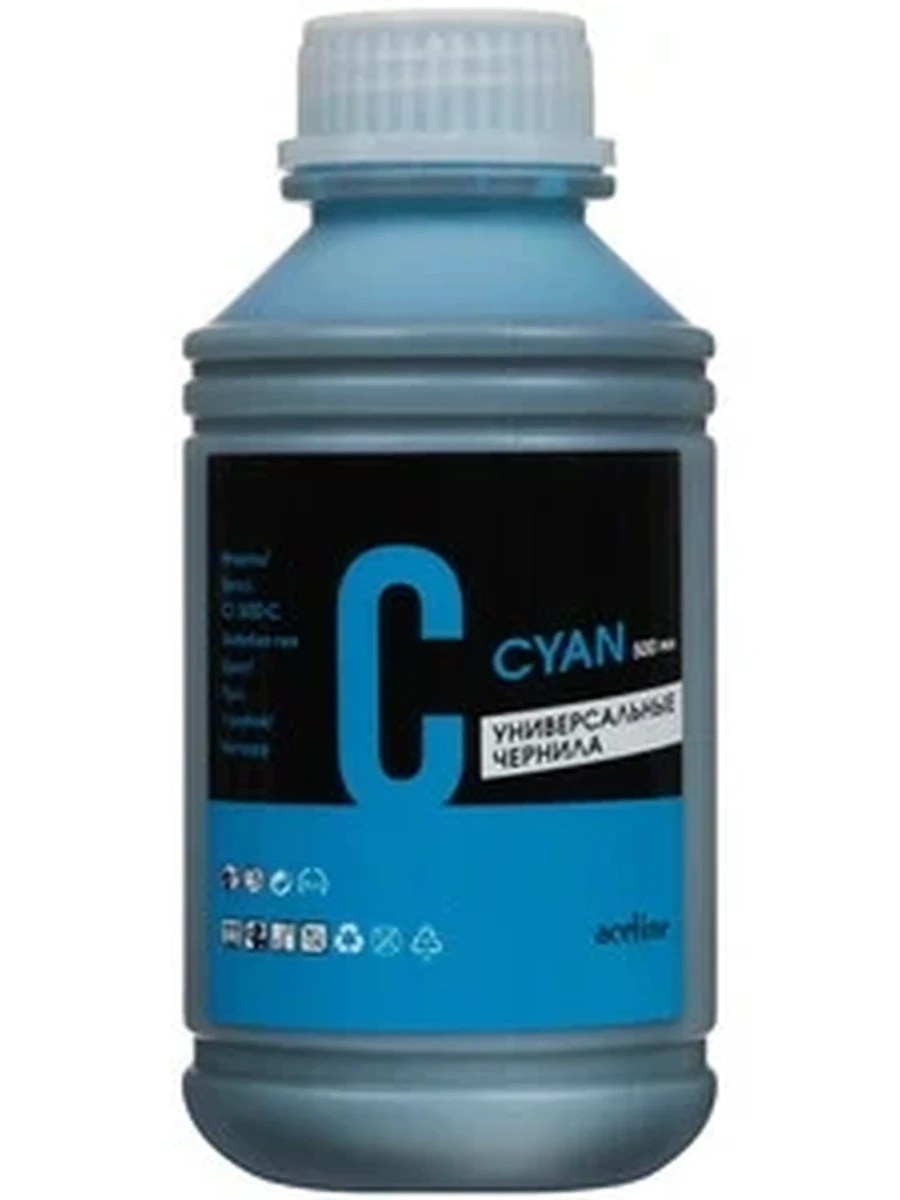 Чернила Aceline CI 500-C для струйных печатающих устройств Canon/HP/Epson/Brother, голубой 500 мл. (совм)