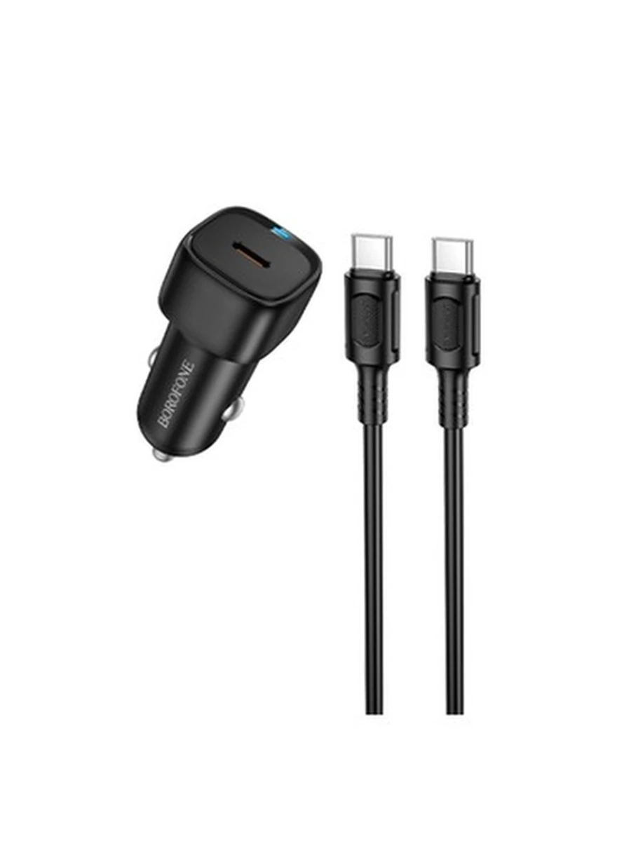 Авто Зарядное Устройство BOROFONE.BZ34A Cloud single port PD20W car charger set(C to C) (Black)