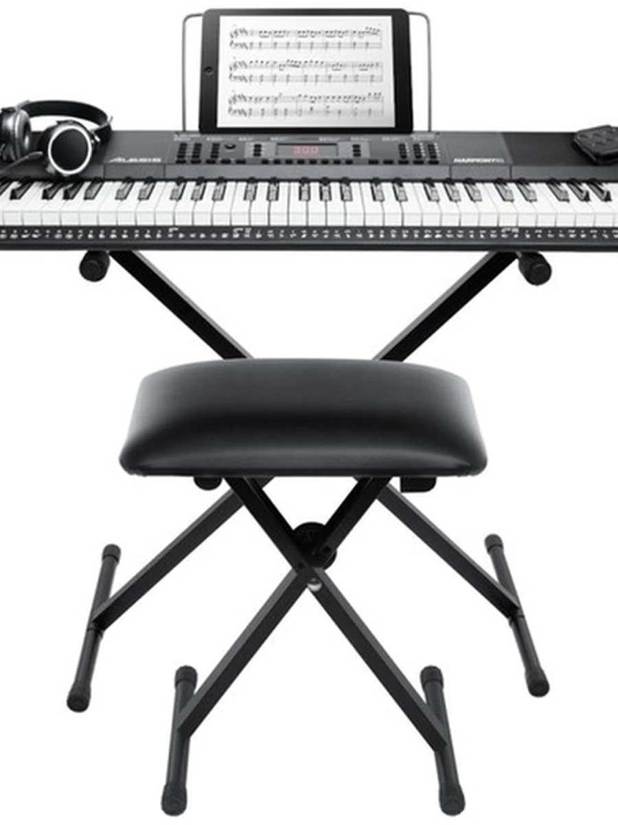 Alesis HARMONY 61 MK3 комплект: синтезатор с 61 клавишами, наушники, педаль сустейна, подставка для клавиатуры и скамья в комплекте