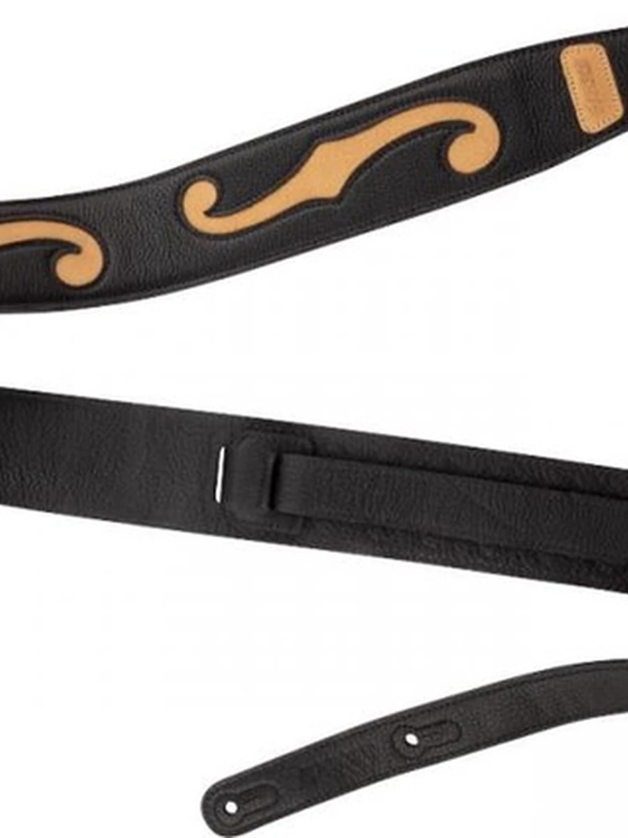 Gretsch Gretsch® F-Holes Leather Strap, Black and Tan, 3" Gretsch