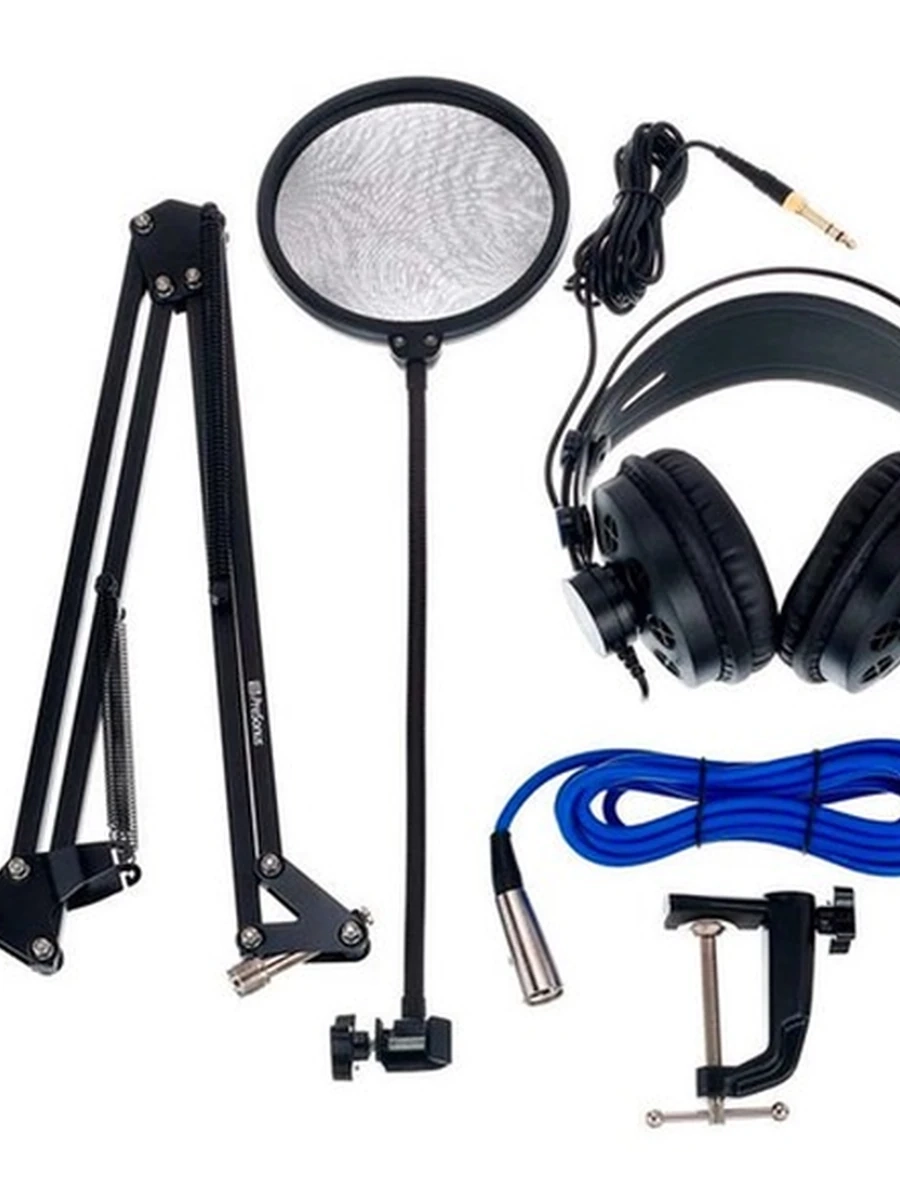 PRESONUS Broadcast Accessory Pack, Black with Blue Cable PreSonus