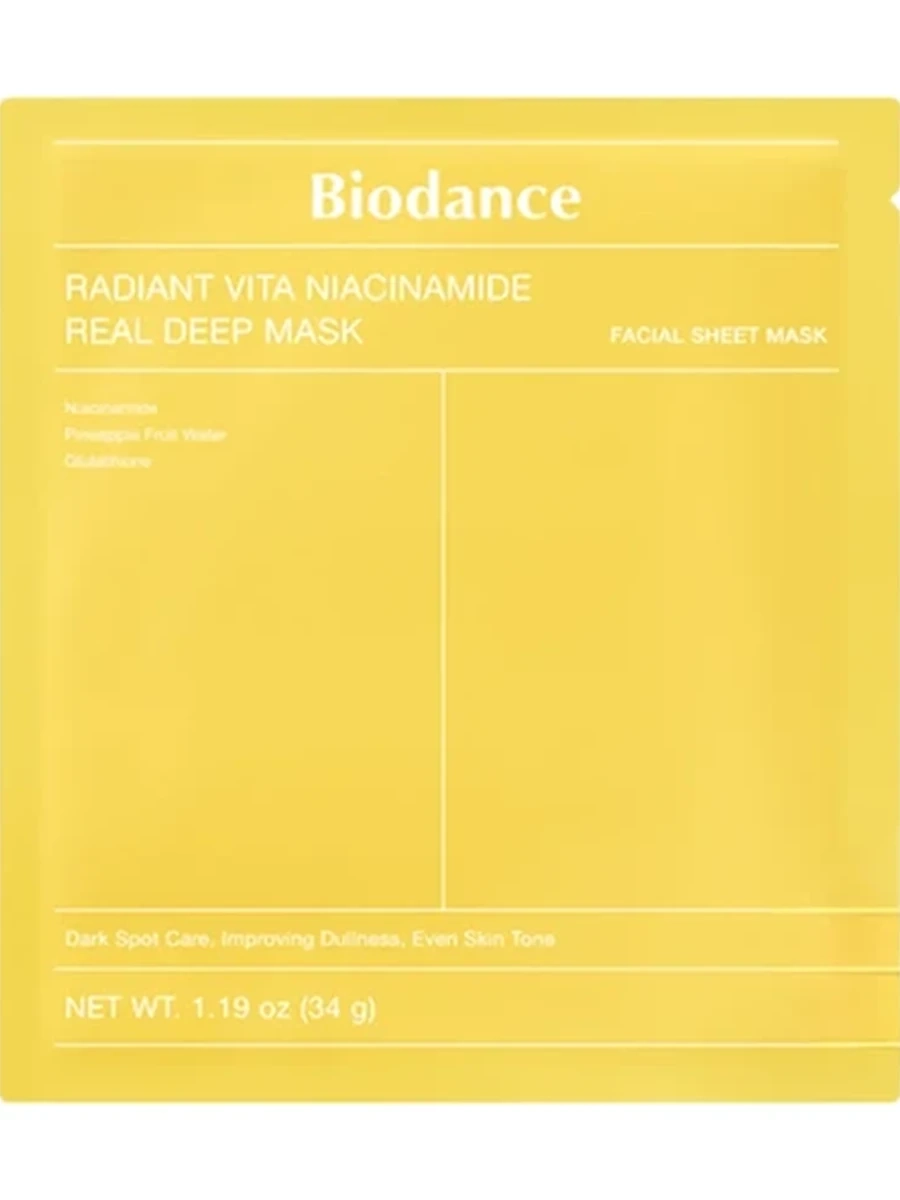 Маска для лица тканевая Biodance гирогелевая Radiant Vita Niacinamide Real Deep Mask  для сияния кожи 009272